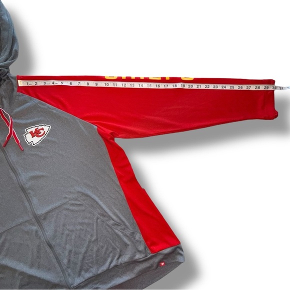 FANATICS KC Chiefs Women's Lightweight Full-Zip Hoodie - Heather Gray/Red 3XL - Picture 9 of 15